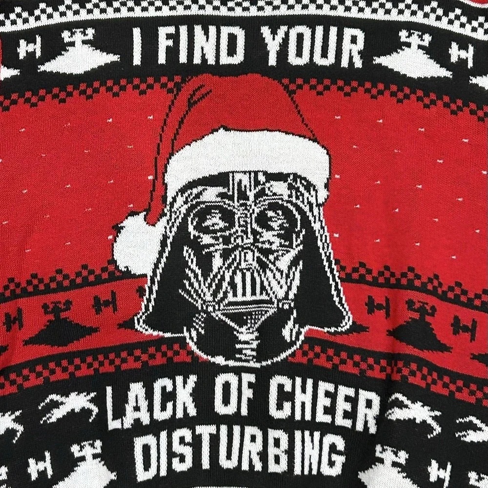 Star Wars Mens‎ Red Ugly Christmas Sweater Darth Vader Red Black Holiday XXL